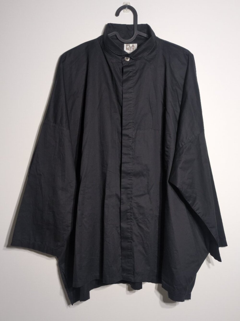 PLANET by Lauren G Cotton Signature Black Shirt Top One Size Oversized Drape